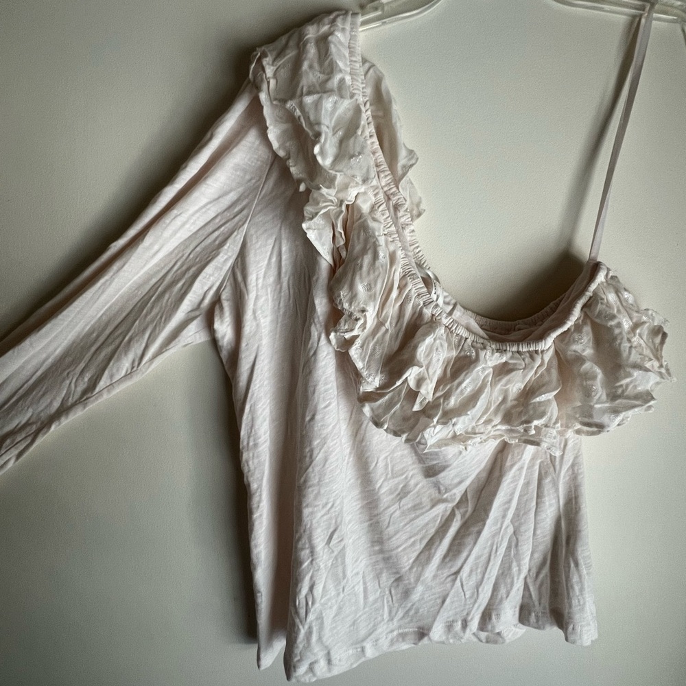 Anthropologie White Ruffled Women's Top